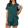 image:imageEkouaer Pajama for Women Set Short Sleeve Button Down Pajamas Sets Soft Lounge Sets for Women Sleepwear PJSGreen
