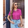 image:imageEkouaer Pajama for Women Set Short Sleeve Button Down Pajamas Sets Soft Lounge Sets for Women Sleepwear PJSHot Pink Leopard