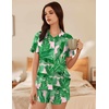 image:imageEkouaer Pajama for Women Set Short Sleeve Button Down Pajamas Sets Soft Lounge Sets for Women Sleepwear PJSLeaves
