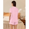 image:imageEkouaer Pajama for Women Set Short Sleeve Button Down Pajamas Sets Soft Lounge Sets for Women Sleepwear PJSPink
