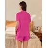 image:imageEkouaer Pajama for Women Set Short Sleeve Button Down Pajamas Sets Soft Lounge Sets for Women Sleepwear PJSRose Red