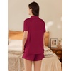 image:imageEkouaer Pajama for Women Set Short Sleeve Button Down Pajamas Sets Soft Lounge Sets for Women Sleepwear PJSWine Red
