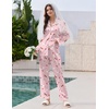 image:imageEkouaer Pajamas For Women Set Silk Pjs 2 Piece Satin Sleepwear Long Sleeve Button Down Lounge Sets With Pant2pink Heart