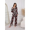 image:imageEkouaer Pajamas For Women Set Silk Pjs 2 Piece Satin Sleepwear Long Sleeve Button Down Lounge Sets With PantBlack With Santa Claus