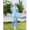 image:imageEkouaer Pajamas For Women Set Silk Pjs 2 Piece Satin Sleepwear Long Sleeve Button Down Lounge Sets With PantBlue Bow Stripe
