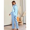 image:imageEkouaer Pajamas For Women Set Silk Pjs 2 Piece Satin Sleepwear Long Sleeve Button Down Lounge Sets With PantBlue Bow Stripe