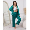 image:imageEkouaer Pajamas For Women Set Silk Pjs 2 Piece Satin Sleepwear Long Sleeve Button Down Lounge Sets With PantBlue Green