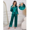 image:imageEkouaer Pajamas For Women Set Silk Pjs 2 Piece Satin Sleepwear Long Sleeve Button Down Lounge Sets With PantBlue Green