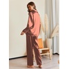 image:imageEkouaer Pajamas For Women Set Silk Pjs 2 Piece Satin Sleepwear Long Sleeve Button Down Lounge Sets With PantCaramel