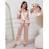image:imageEkouaer Pajamas For Women Set Silk Pjs 2 Piece Satin Sleepwear Long Sleeve Button Down Lounge Sets With PantChampagne