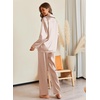 image:imageEkouaer Pajamas For Women Set Silk Pjs 2 Piece Satin Sleepwear Long Sleeve Button Down Lounge Sets With PantChampagne