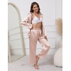 image:imageEkouaer Pajamas For Women Set Silk Pjs 2 Piece Satin Sleepwear Long Sleeve Button Down Lounge Sets With PantChampagne
