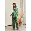 image:imageEkouaer Pajamas For Women Set Silk Pjs 2 Piece Satin Sleepwear Long Sleeve Button Down Lounge Sets With PantChristmas Green