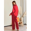 image:imageEkouaer Pajamas For Women Set Silk Pjs 2 Piece Satin Sleepwear Long Sleeve Button Down Lounge Sets With PantChristmas Red