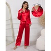 image:imageEkouaer Pajamas For Women Set Silk Pjs 2 Piece Satin Sleepwear Long Sleeve Button Down Lounge Sets With PantChristmas Red