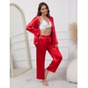 image:imageEkouaer Pajamas For Women Set Silk Pjs 2 Piece Satin Sleepwear Long Sleeve Button Down Lounge Sets With PantChristmas Red