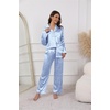 image:imageEkouaer Pajamas For Women Set Silk Pjs 2 Piece Satin Sleepwear Long Sleeve Button Down Lounge Sets With PantCurvy