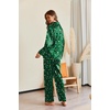 image:imageEkouaer Pajamas For Women Set Silk Pjs 2 Piece Satin Sleepwear Long Sleeve Button Down Lounge Sets With PantGreen Christmas Pattern