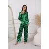 image:imageEkouaer Pajamas For Women Set Silk Pjs 2 Piece Satin Sleepwear Long Sleeve Button Down Lounge Sets With PantGreen Christmas Pattern