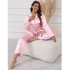 image:imageEkouaer Pajamas For Women Set Silk Pjs 2 Piece Satin Sleepwear Long Sleeve Button Down Lounge Sets With PantPink