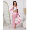 image:imageEkouaer Pajamas For Women Set Silk Pjs 2 Piece Satin Sleepwear Long Sleeve Button Down Lounge Sets With PantPink