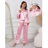 image:imageEkouaer Pajamas For Women Set Silk Pjs 2 Piece Satin Sleepwear Long Sleeve Button Down Lounge Sets With PantPink