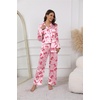 image:imageEkouaer Pajamas For Women Set Silk Pjs 2 Piece Satin Sleepwear Long Sleeve Button Down Lounge Sets With PantPink Bow