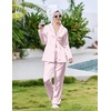 image:imageEkouaer Pajamas For Women Set Silk Pjs 2 Piece Satin Sleepwear Long Sleeve Button Down Lounge Sets With PantPink White Stripe