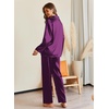 image:imageEkouaer Pajamas For Women Set Silk Pjs 2 Piece Satin Sleepwear Long Sleeve Button Down Lounge Sets With PantPurple