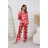image:imageEkouaer Pajamas For Women Set Silk Pjs 2 Piece Satin Sleepwear Long Sleeve Button Down Lounge Sets With PantRed With Santa Claus