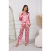 image:imageEkouaer Pajamas For Women Set Silk Pjs 2 Piece Satin Sleepwear Long Sleeve Button Down Lounge Sets With PantRed Zebra Print