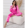 image:imageEkouaer Pajamas For Women Set Silk Pjs 2 Piece Satin Sleepwear Long Sleeve Button Down Lounge Sets With PantRose Red