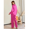 image:imageEkouaer Pajamas For Women Set Silk Pjs 2 Piece Satin Sleepwear Long Sleeve Button Down Lounge Sets With PantRose Red