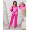 image:imageEkouaer Pajamas For Women Set Silk Pjs 2 Piece Satin Sleepwear Long Sleeve Button Down Lounge Sets With PantRose Red