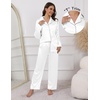 image:imageEkouaer Pajamas For Women Set Silk Pjs 2 Piece Satin Sleepwear Long Sleeve Button Down Lounge Sets With PantWhite