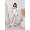 image:imageEkouaer Pajamas For Women Set Silk Pjs 2 Piece Satin Sleepwear Long Sleeve Button Down Lounge Sets With PantWhite Flower