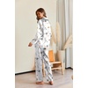 image:imageEkouaer Pajamas For Women Set Silk Pjs 2 Piece Satin Sleepwear Long Sleeve Button Down Lounge Sets With PantWhite Flower