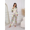 image:imageEkouaer Pajamas For Women Set Silk Pjs 2 Piece Satin Sleepwear Long Sleeve Button Down Lounge Sets With PantWhite With Animals