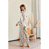 image:imageEkouaer Pajamas For Women Set Silk Pjs 2 Piece Satin Sleepwear Long Sleeve Button Down Lounge Sets With PantWhite With Animals