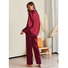 image:imageEkouaer Pajamas For Women Set Silk Pjs 2 Piece Satin Sleepwear Long Sleeve Button Down Lounge Sets With PantWine Red
