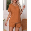 image:imageEkouaer Pajamas Set Womens Short Sleeve 2 Piece PJ Sets V Neck Comfy Sleepwear Loungewear with Pockets SXXLClay