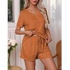 image:imageEkouaer Pajamas Set Womens Short Sleeve 2 Piece PJ Sets V Neck Comfy Sleepwear Loungewear with Pockets SXXLClay