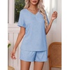 image:imageEkouaer Pajamas Set Womens Short Sleeve 2 Piece PJ Sets V Neck Comfy Sleepwear Loungewear with Pockets SXXLClear Blue