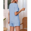 image:imageEkouaer Pajamas Set Womens Short Sleeve 2 Piece PJ Sets V Neck Comfy Sleepwear Loungewear with Pockets SXXLClear Blue