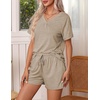 image:imageEkouaer Pajamas Set Womens Short Sleeve 2 Piece PJ Sets V Neck Comfy Sleepwear Loungewear with Pockets SXXLLight Gray