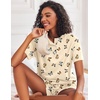 image:imageEkouaer Pajamas Set for Women Short Sleeve Lounge Set 2 Piece Loungewear PJs Soft Cute Lightweight SleepwearBeige Butterfly