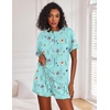 image:imageEkouaer Pajamas Set for Women Short Sleeve Lounge Set 2 Piece Loungewear PJs Soft Cute Lightweight SleepwearBlue Flower