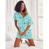 image:imageEkouaer Pajamas Set for Women Short Sleeve Lounge Set 2 Piece Loungewear PJs Soft Cute Lightweight SleepwearBlue Flower