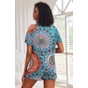 image:imageEkouaer Pajamas Set for Women Short Sleeve Lounge Set 2 Piece Loungewear PJs Soft Cute Lightweight SleepwearBlue Round Flower