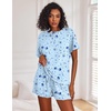 image:imageEkouaer Pajamas Set for Women Short Sleeve Lounge Set 2 Piece Loungewear PJs Soft Cute Lightweight SleepwearBlue Star